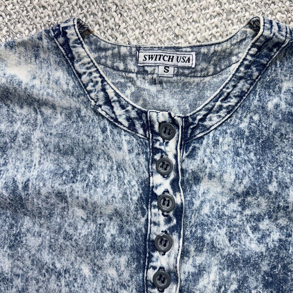 Switch USA Vintage Acid Wash Boxy Button Down Shirt Size Small